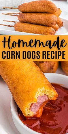 homemade corn dogs recipe with text overlay