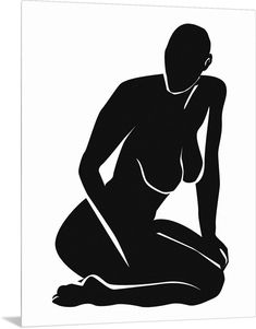 a black and white silhouette of a woman sitting on the ground with her hands behind her head