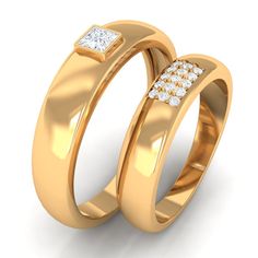 Product Details Glamorous and Stunning Diamond Couple Bands give you an amazing and dazzling look. These Adorable Matching Diamond Ring Set are available in Solid Gold Metal. Show your love and make his and her precious day extra special with this unique and classic ring set. Product Information SKU SHP-RINGS012011756 Width 3 mm Height 4.5 mm Weight 6.62 gm (Approximate) DIAMOND INFORMATION No.of Stones 16 Pieces Total Weight 0.31 Carat (Approximate) Dimension(approx) Princess Cut-3X3 mm-1 PcsRo Couple Bands, Couples Ring, Couples Ring Set, Diamond Ring Set, Couple Ring, Diamond Ring Settings, Signature Jewelry, Timeless Jewelry, Diamond Gold