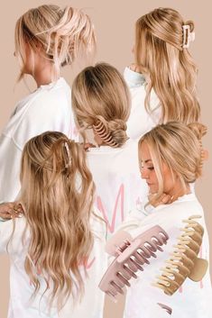 Summer Easy Hairstyles, Hairstyles 2000s, Easy Claw Clip Hairstyles, Hairstyles Long Hair, Claw Clip Hairstyles, Easy Trendy Hairstyles, Updo Bun, Hairstyles Quick