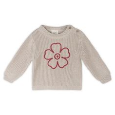 Giraffe Garden Embroidered Knit Baby Pullover Sweater (Organic Cotton) Knit Baby Sweaters, Hippie Flowers, Jacquard Design, Baby Sweater, Organic Baby Clothes, Applique Embroidery, American Brand, Natural Baby, Baby Outfits