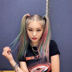 E Girl Hairstyles, Aespa Itzy, Double Ponytail, Kawaii Fashion Outfits, Rainbow Hair, Kpop Idols, Cute Makeup