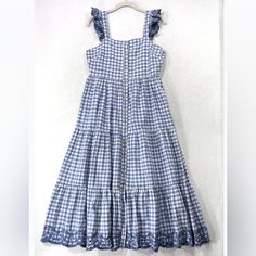 The Most Adorable Mommy And Me Said I Bought This, But Never Got To Wear It Before My Daughter Turned One. It Is Brand New And In Great Condition Has A Nice Soft Cotton Lining. Let Me Know If You Have Questions. Thank You ! Leave A Comment Below! Cottagecore Gingham Dress With Ruffles, Spring Blue Plaid Cotton Dress, Blue Plaid Dress For Spring Picnic, Cotton Gingham Plaid Dress With Ruffles, Blue Cotton Picnic Dress, Gingham Plaid Cotton Dress With Ruffles, White Cotton Plaid Dress For Brunch, Blue Cotton Dress For Picnic, Blue Plaid Dress For Summer Picnic