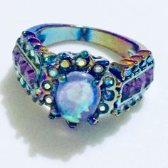 New. Mermaid Ring Size 6. Color Ring Purple Opal Round Jewelry, Purple Opal Ring Gift, Nickel-free Purple Rings For Jewelry Making, Purple Opal Gemstone Jewelry, Adjustable Iridescent Crystal Ring, Iridescent Adjustable Crystal Ring, Multicolor Amethyst Ring For Gift, Multicolor Amethyst Ring Gift, Purple Opal Promise Ring