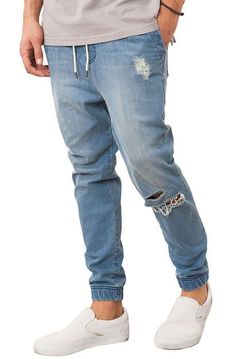 Boys Fall Fashion, Denim Jogger Pants, Mens Jogger Pants, Joggers Outfit, Wear Store, Denim Joggers, Stylish Boys, Jogger Shorts