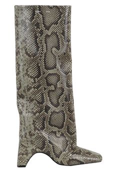 Bridge Python boot - Blankets - Green color - Leather upper with python print - Square toe - Logo printed on contrasting shaft - Curved leather sole - Wide heel - Heel height: 10 cm Versace Leather Jacket, Chelsea Boots Mens, Tom Ford Handbags, Rick Owens Jacket, Mens Bucket Hats, Stella Mccartney Bag, Chanel Designer, Python Print, Italian Outfits