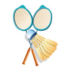 two tennis racquets are flying next to each other on a white background