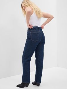 High Rise Cheeky Straight Jeans | Gap Jeans Look, New School, High Rise Jeans, Petite Size, White Wash, Stretch Jeans, Vintage Denim, Straight Jeans, Old School