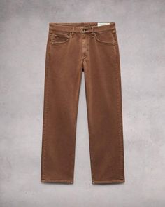 FIT 4. Mid-rise with a straight fit. Constructed in Aero Stretch - lightweight, modern comfort with superior stretch and retention. In Clay, a brown garment dye with a clean hem. Clay 31x32 Brown Flare Jeans, Brown Flares, Men Apparel, Wool Waistcoat, Cotton Cargo Pants, Brown Jeans, Hunting Jackets, Brown Pants, Classic Jeans