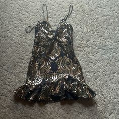 Perfect Condition Never Been Worn Beautiful Sequined Fabric Homecoming, Prom, Wedding, Formal Gold Homecoming Dress, Sequined Fabric, Holiday 2024, Rayon Pants, Ruffled Dress, Wedding Formal, Jelly Shoes, Prom Wedding, Neck Ruffle