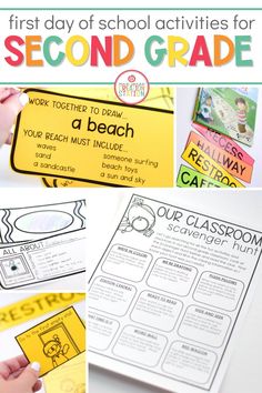 the first day of school activities for second grade students to practice their writing skills with