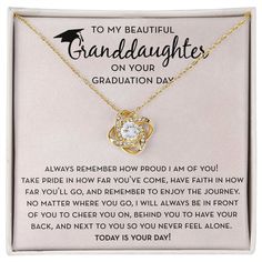 Give your Graduating Granddaughter a beautiful linked hearts necklace for her Graduation. Graduation is a day full of emotion and this beautiful necklace and encouraging message is the perfect gift to show your daughter that you support her. This beautiful necklace would make a perfect Graduation Gift for your granddaughter as she graduates from high school, college, or grad school.Check my other listings for the "To our Granddaughter" version of this.✦ AT A GLANCE:- Two hearts embellished with Rose Gold Jewelry With Hallmark For Birthday Gift, Gold Necklace With Gift Box For Anniversary, Elegant Necklace With Gift Box For Mom, Gold Necklaces For Wedding With Gift Box, Rose Gold Necklace With Gift Box For Birthday, Gold Necklaces For Wedding, Elegant Necklace For Anniversary Gift With Gift Box, Meaningful Gold Jewelry For Birthday Gift, Elegant Adjustable Necklace For Anniversary Gift