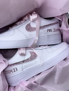 Custom Made to Order Swarovski Nike Air Force 1's in White (Free Silk Ribbon Laces) UK 2 / EU 34 / Girls 2.5Y UK 2.5 / EU 35 / Girls 3Y UK 3 / EU 35.5 / Girls 3.5Y UK 3.5 / EU 36 / Girls 4Y / W5.5 UK 4 / EU 36.5 / Girls 4.5Y / W6 UK 4.5 / EU 37.5 / Girls 5Y / W6.5 UK 5 / EU 38 / Girls 5.5Y / W7 UK 5.5 / EU 38.5 / Girls 6Y / W7.5 UK 6 / EU 39 / Girls 6.5Y / W8 UK 6 / EU 40 / Girls 7Y / W8.5 UK 6.5 / EU 40.5 / US 9 UK 7 / EU 41 / US 9.5 UK 7.5 / EU 42 / US 10 UK 8 / EU 42.5 / US 10.5 UK 8.5 / EU 4 Quince Air Forces, Quinceanera Shoes Sneakers, Quince Shoes Sneakers, Quinceanera Shoes, Swarovski Nike, Nike Shoes Women Fashion, Pink Quince, Custom Sneakers Diy, Nike Air Force 1s