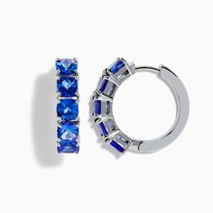 Effy Nahla Siri Sterling Silver Cushion Cut Tanzanite 7/8" Hoop Earrings Silver Cushions, Effy Jewelry, Jewelry Stand, Cushion Cut, Sterling Silver Earrings, Mother's Day Gifts, Jewelry Design, Hoop Earrings, 925 Sterling Silver