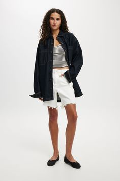 Oversized Denim ShirtCotton On Women - Oversized Denim Shirt - IndigoCotton On | Women | Clothing | JacketsCotton On | Women | Clothing | JacketsCotton On | Women | Clothing | Jackets Relaxed Fit Cotton Cutoff Tops, Cotton Relaxed Fit Cutoff Tops, Cotton Cutoff Tops For Everyday, Casual Everyday Cutoff Tops, Casual Denim Jacket With Frayed Hem And Relaxed Fit, Casual Dark Wash Denim Top With Relaxed Fit, Trendy Relaxed Fit Cotton Denim Top, Spring Relaxed Fit Cutoff Tops, Medium Wash Cotton Cutoff Tops