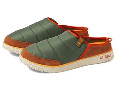 L.L.Bean Mountain Classic Quilted Slide - Women's Shoes : Adobe/Deep Olive : Go climb a mountain or hike on a new trail in the comfy and breathable L.L.Bean Mountain Classic Quilted Slide. Leather and textile upper. Textile lining and removable insole. Slip-on style. Pull tabs on the heel. Branding tab near the collar. Branding on the shank. Round toe construction. Synthetic outsole. Imported. Measurements: Heel Height: 1 in Weight: 7 oz Platform Height: 3 4 in Product measurements were taken us Shoes With Toe Beans, Slippers Mountain, Climb A Mountain, Shoes Aesthetic, Mountain Shoes, Aesthetic Green, Slides Women, The Comfy, Mock Neck Sweater