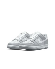 Show love to the ‘80s with the Nike Dunk Low. From the super durable build to the shoe’s classic shape and feel, we honor this hardwood icon that’ll fit easily into your kicks collection and is always ready to play. Shown: Pure Platinum/Wolf Grey/White Style: DH9765-001 Dunks Under 100, Nike Low Shoes, Nike Dunks Low Men, Cute Shoes For School Nike, Cute Nike Dunks, Gray Dunks, Cute Dunks, Grey Nike Dunks, Grey Dunks