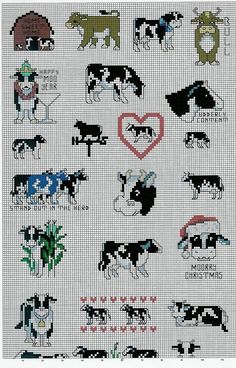 a cross stitch pattern with different animals on it