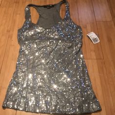 Sequins On Front, Solid Gray Back Forever 21 Fitted Sequin Tops, Fitted Sequin Tops From Forever 21, Forever 21 Casual Tank Top For Party, Sequin Tank, Forever 21 Tops, Sequin, Forever 21, Womens Tops, Tank Tops