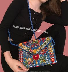 Indian Rajasthani Jaipuri Art Sling Bag Fold Over Clutch Purse With Multiple Colour For Women and Girl Party Wedding Carry. Handicrafts and Jewellery Designer Women Sling Bags, Evening Handbags for women Best for gifting, Diwali Gift, Wedding Favors, Indian Sling bags. SURPRISE GIFT: You may get a free surprise gift parcel from us. Pack of - Assorted Colors bags. * Material: polyester Embroidered fabric (Both Side Work) * Size : 23x18 Inches * Type: Casual, Ethnic, traditional, wedding, embroide Rectangular Bags With Mirror Work For Diwali, Rectangular Potli Bag With Multicolor Embroidery For Festivals, Multicolor Embroidered Potli Bag For Festivals, Embroidered Multicolor Potli Bag For Festivals, Festive Dori Work Shoulder Bag, Multicolor Embroidery Handwork Potli Bag, Embroidered Rectangular Potli Bag, Handmade Blue Shoulder Bag For Festivals, Embroidered Shoulder Bag For Festivals