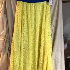 Gorgeous Lularoe Lucy Skirt With A Sunshine Yellow Lace Overlay With Blue Elastic Waistband Lularoe Skirts, Yellow Lace, Lace Overlay, Blue Yellow, Womens Skirt, Yellow, Lace, Blue, Women Shopping