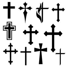 the different crosses are shown in black and white