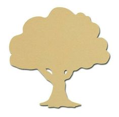 a wooden cutout of a tree on a white background