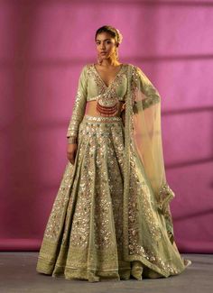 Pista Green Lehenga, Lehenga With Price, Gota Patti Lehenga, Pakistani Bridal Lehenga, Pakistani Lehenga, Heavy Lehenga, Pista Green, Designer Bridal Lehenga, Lehenga Wedding