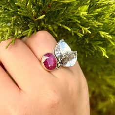 Ring Size: 55 ( 7 1/4 US ) Main Precious Stone: Ruby Weight (gr): 7 📌 Our products are made from 925 STERLİNG SİLVER, as indicated by the stamps, and contain no allergenic substances such as nickel and lead, making them hypoallergenic. 📌 Each piece is carefully HANDCRAFTED by us and NO MOLD OR COPYİNG TECHNİQUES are used. This means that each product is unique and MADE İN ONLY ONE SİZE, with its own distinctive character and story. 📌 The YELLOW AREAS in our product are made of BRASS. Like silver, brass is a metal that can tarnish when it comes into contact with substances such as water, alcohol, and perfume. However, when cleaned and polished, it returns to its original yellow color. 🎁 Our products are sent in a sweet package, ready to be given as a gift.If requested, we also provide a Unique Ruby Birthstone Ring Gift, Handmade Ring Jewelry For Birthday, Handmade Ring For Birthday, Handmade Birthday Ring, Handmade Spiritual Ruby Ring For Anniversary, Handmade Spiritual Ruby Ring As Gift, Handmade Spiritual Ruby Ring For Gift, Unique Handmade Ruby Ring As Gift, Unique Handmade Ruby Ring Gift