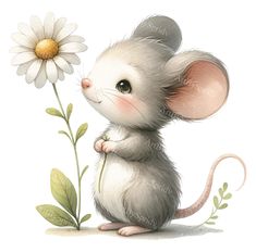 a mouse with a flower in its hand