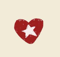 a drawing of a heart with a star on the side and a white outline in the middle