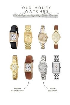 Old Money Style Watch, Classy Watch Women, Old Money Aesthetic Watch, Watches For Women Aesthetic, Old Money Things To Buy, Old Money Women Accessories, Watches Old Money, Watch Inspo Women, Women Watch Aesthetic