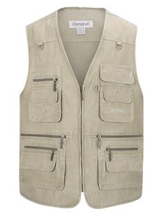 PRICES MAY VARY. 80% Polyester, 20% Cotton Imported Zipper closure Material: Men's utility fishing vest is made of lightweight and breathable fabric, anti-pilling and not easy to shrink. This jean vest men with consistent and neat stitching, can keep flat even without ironing. Features: Mens casual active cargo camping sleeveless jacket featuring front zipper and v-neck, 16 different size functional pockets and 3 d-rings for easy hanging of glasses and other items. Occasion: This mens vests oute Functional Vest With Pockets For Travel, Functional Travel Vest With Pockets, Practical Khaki Outerwear With Pockets, Practical Vest With Pockets For Outdoor Activities, Utility Hiking Vest With Pockets, Utility Vest With Multiple Pockets For Outdoor, Utility Vest With Pockets For Outdoor, Khaki Outerwear With Multiple Pockets For Camping, Functional Khaki Vest For Hiking