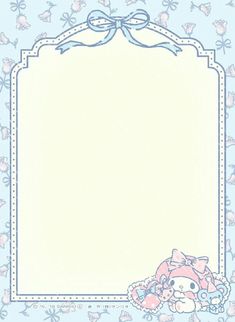 a blue and white frame with a teddy bear on it