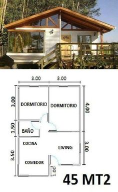 the floor plan for a small cabin with lofts and living quarters, as well as measurements