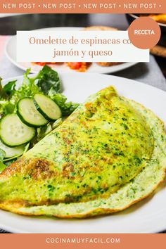 omelette de espinacs co, jamon y queso with cucumbers on the side