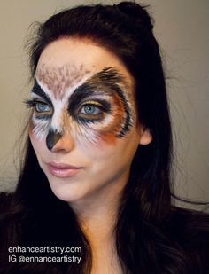 Nem Halloween Makeup, Simple Cat Makeup, Beautiful Halloween Makeup, Fantasy Make-up, Owl Costume, Halloween Makeup Pretty, Theatrical Makeup