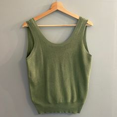 Criss-Cross Back, Green Sweater-Tank. Perfect For Spring! Very Comfortable, Never Worn! Green Tank Sweater Vest Casual, Green Tank Sweater Vest Casual Style, Green Tank Sweater Vest For Summer, Casual Green Tank Knit Top, Green Vest Tops With Tank Straps, Green Sweater, Ann Taylor, Sweater Top, Womens Tops