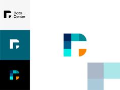 the logo for data center is shown in several different colors and shapes, including blue, green