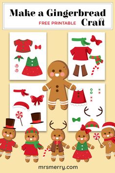 the gingerbread craft is ready to be made with this free printable pattern and instructions