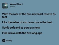 Would That I Hozier Lyrics, Hozier Lyrics Spotify, Hozier Quotes, Hozier Lyrics, Music Recommendations, My Heart Hurts, Cool Lyrics, Hozier, Book Inspiration