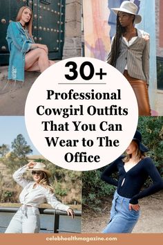 Bring Western flair to your workplace with these 30+ office-appropriate cowgirl outfits. Strike the perfect balance between professional and country chic. #OfficeCowgirlOutfit #WesternWorkwear Trendy Cowgirl Outfits, Denim Cowgirl Outfit, Cowgirl Outfit Ideas, Summer Cowgirl Outfits, Front Knot Shirt, Balloon Sleeves Blouse, Cowboy Hat Styles