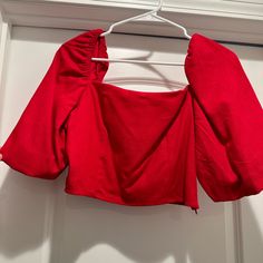 Women’s Red Puff Sleeve Cropped Blouse. Size M, Nwt! Zipper Closure On The Side. Purchased From Francesca’s - Also Bought The Same Style In White (Pictured). Love The Style But Just Didn’t Reach For The Red Color. Red Puff Sleeve Blouse For Spring, Red Puff Sleeve Top For Day Out, Chic Red Puff Sleeve Blouse, Chic Red Crop Top, Red Fitted Puff Sleeve Top, Casual Red Puff Sleeve Blouse, Cotton Padded Blouse For Party, Red Puff Sleeve Top For Spring, Fitted Red Puff Sleeve Top For Spring