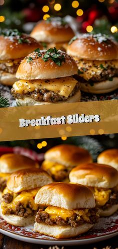 Breakfast Sliders Tailgate Breakfast Sliders, Large Brunch Ideas, Soul Food Brunch Menu Ideas, Easy Christmas Day Food Ideas, Christmas Morning Breakfast Easy, Breakfast Sliders Make Ahead, Disney Breakfast Ideas, Christmas Day Brunch Ideas, New Years Breakfast Ideas