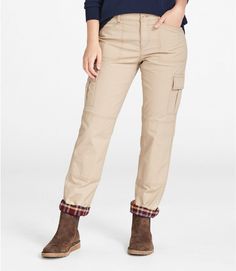 Women's Stretch Canvas Cargo Pants, Lined | Pants at L.L.Bean Canvas Cargo Pants, Lined Pants, Built To Last, Cozy Flannel, Good Stretches, Pull On Pants, Slim Legs, L L Bean, Workout Pants