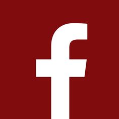 a red and white facebook logo with the letter f on it's bottom corner