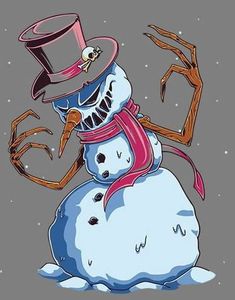 a snowman wearing a top hat and scarf