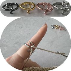 four different types of rings are shown in three different pictures, one is gold and the other is silver