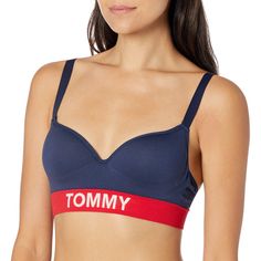 PRICES MAY VARY. Thin-lined everyday bralette Band features the iconic Tommy Hilfiger script logo Available in high-end colors with light, durable fabric material Comfy support for all-day use Seamless design virtually disappears under clothes Slip Shorts, Tommy Hilfiger Logo, Lounge Lingerie, Script Logo, Navy Blazer, Womens Bras, Tommy Hilfiger Women, Logo Color, Women Lingerie