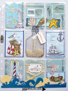 an assortment of sea themed cards and tags